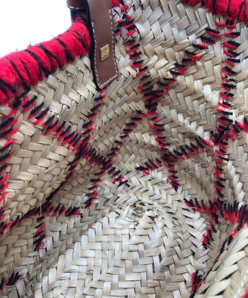 LOEWE（ロエベ）LOEWE (ロエベ) ラスティック キャリーオール レッド×ベージュの古着・服飾アイテム