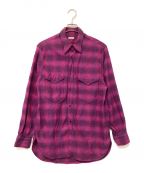 COMOLIコモリ）の古着「ウールシルクワークシャツ」｜ピンク