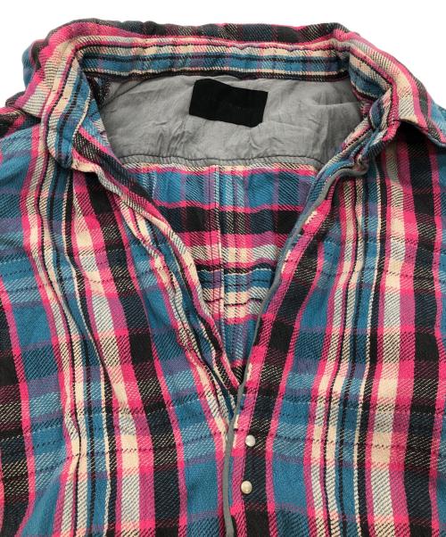 Junhashimoto（ジュンハシモト）junhashimoto (ジュンハシモト) チェックシャツ ピンク×ブルー サイズ:4の古着・服飾アイテム