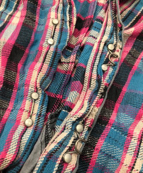 Junhashimoto（ジュンハシモト）junhashimoto (ジュンハシモト) チェックシャツ ピンク×ブルー サイズ:4の古着・服飾アイテム