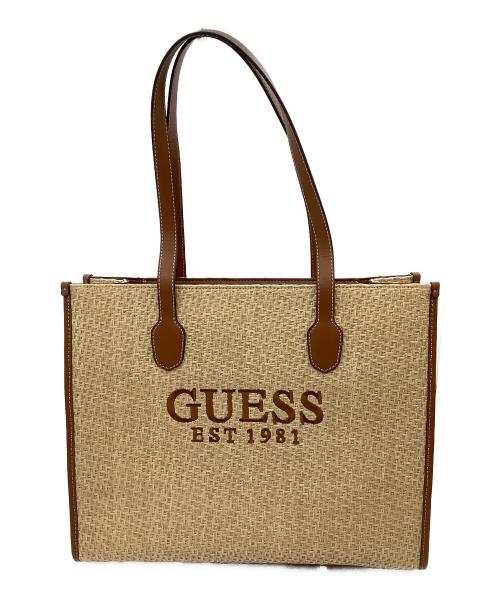 GUESS（ゲス）GUESS (ゲス) カゴトートバッグ ベージュ×ブラウンの古着・服飾アイテム
