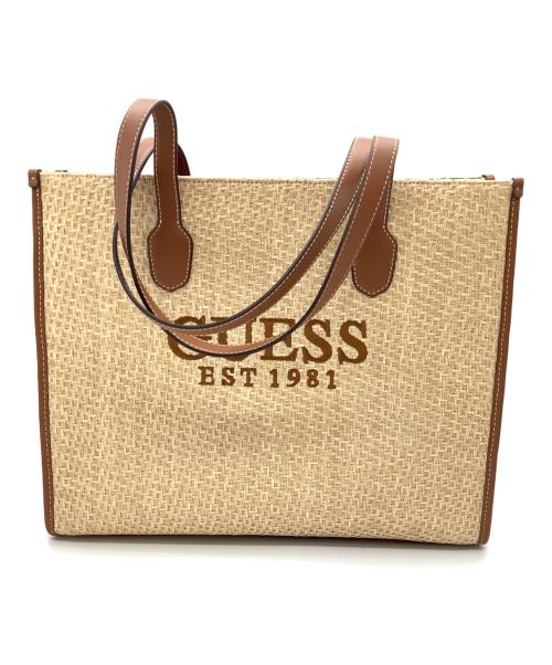 GUESS（ゲス）GUESS (ゲス) カゴトートバッグ ベージュ×ブラウンの古着・服飾アイテム