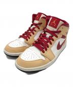 NIKEナイキ）の古着「AIR JORDAN1 MID　スニーカー」｜ベージュ×レッド