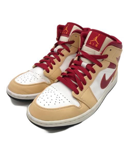 NIKE（ナイキ）NIKE (ナイキ) AIR JORDAN1 MID　スニーカー ベージュ×レッド サイズ:SIZE 26.5cmの古着・服飾アイテム