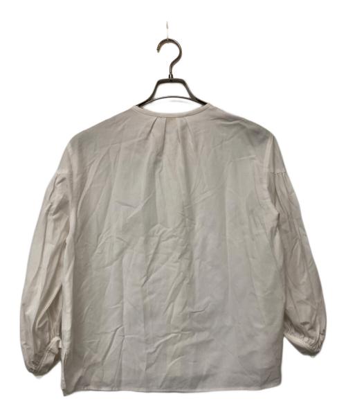 BALLSEY（ボールジィ）BALLSEY (ボールジィ) クリスタルコットンギャザーパフブラウス ホワイト サイズ:36の古着・服飾アイテム