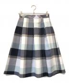 BLUE LABEL CRESTBRIDGEブルーレーベルクレストブリッジ）の古着「チェックスカート」｜ホワイト×ネイビー