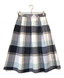 BLUE LABEL CRESTBRIDGE（ブルーレーベルクレストブリッジ）の古着「チェックスカート」｜ホワイト×ネイビー