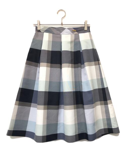 BLUE LABEL CRESTBRIDGE（ブルーレーベルクレストブリッジ）BLUE LABEL CRESTBRIDGE (ブルーレーベルクレストブリッジ) チェックスカート ホワイト×ネイビー サイズ:SIZE 38の古着・服飾アイテム