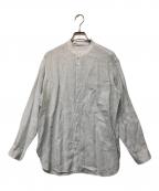 GALERIE VIEギャルリーヴィー）の古着「リネンスタンドカラーシャツ」｜ブルー×ホワイト