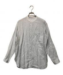 GALERIE VIE（ギャルリーヴィー）の古着「リネンスタンドカラーシャツ」｜ブルー×ホワイト