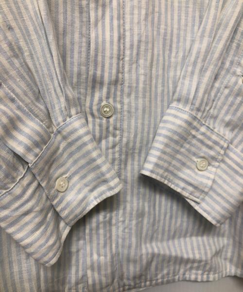 GALERIE VIE（ギャルリーヴィー）GALERIE VIE (ギャルリーヴィー) リネンスタンドカラーシャツ ブルー×ホワイト サイズ:36の古着・服飾アイテム