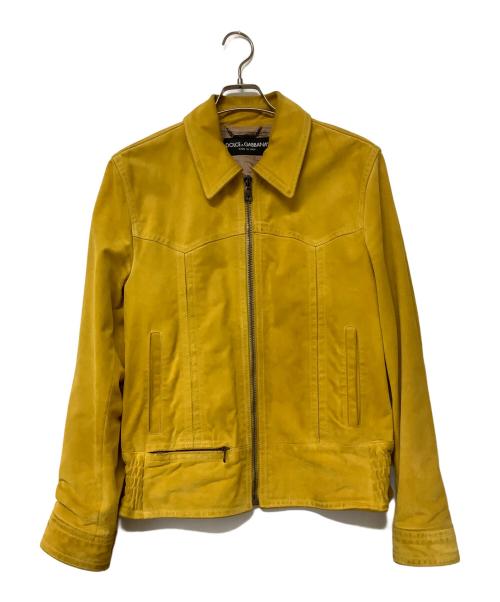 DOLCE & GABBANA（ドルチェ＆ガッバーナ）DOLCE & GABBANA (ドルチェ＆ガッバーナ) ジップスエードジャケット イエロー サイズ:48の古着・服飾アイテム