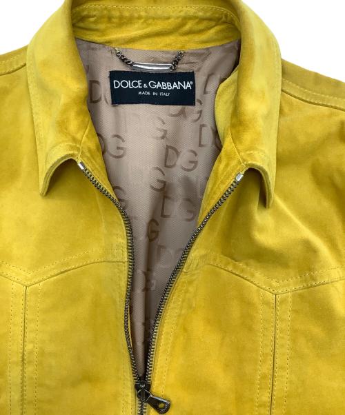 DOLCE & GABBANA（ドルチェ＆ガッバーナ）DOLCE & GABBANA (ドルチェ＆ガッバーナ) ジップスエードジャケット イエロー サイズ:48の古着・服飾アイテム