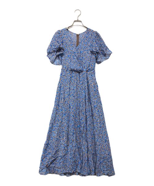 FRAY ID（フレイ アイディー）FRAY ID (フレイ アイディー) フリルワンピース ベージュ×ブルー サイズ:SIZE 0の古着・服飾アイテム