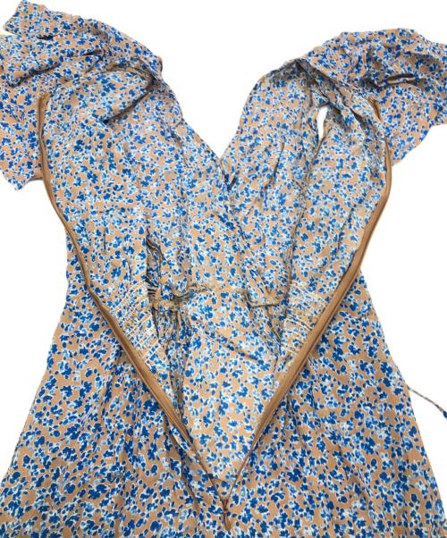 FRAY ID（フレイ アイディー）FRAY ID (フレイ アイディー) フリルワンピース ベージュ×ブルー サイズ:SIZE 0の古着・服飾アイテム