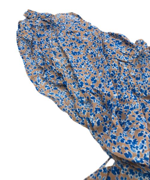 FRAY ID（フレイ アイディー）FRAY ID (フレイ アイディー) フリルワンピース ベージュ×ブルー サイズ:SIZE 0の古着・服飾アイテム