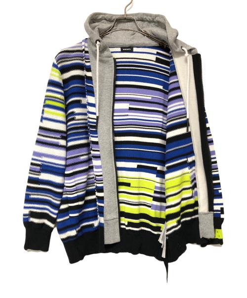 DIESEL（ディーゼル）DIESEL (ディーゼル) 切替ニットジップパーカー マルチカラー サイズ:SIZE XSの古着・服飾アイテム