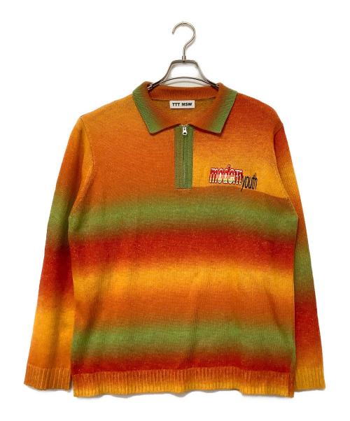 TTT MSW（ティー）TTT MSW (ティー) ニット オレンジ×グリーン サイズ:SIZE Lの古着・服飾アイテム
