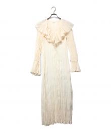 FRAY ID（フレイ アイディー）の古着「ワッシャープリーツフリルカラーワンピース」｜ベージュ