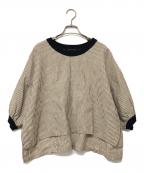 mizuiro-indミズイロインド）の古着「リネンブラウス」｜ベージュ×ブラック