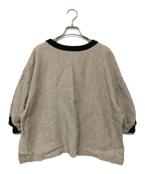 mizuiro-ind（ミズイロインド）mizuiro-ind (ミズイロインド) リネンブラウス ベージュ×ブラック サイズ:不明の古着・服飾アイテム