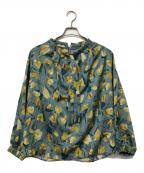 TOMORROW LAND collectionトゥモローランドコレクション）の古着「ボウタイギャザーブラウス」｜グリーン×イエロー