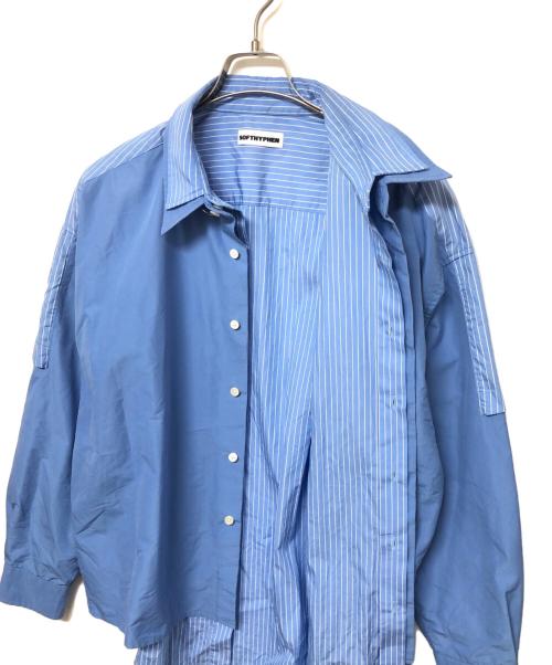 SOFTHYPHEN（ソフトハイフン）SOFTHYPHEN (ソフトハイフン) ダブルフロントオーバーシャツ スカイブルー サイズ:1の古着・服飾アイテム