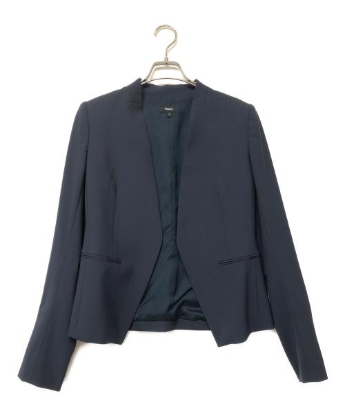 theory（セオリー）theory (セオリー) ノーカラージャケット ネイビー サイズ:2の古着・服飾アイテム