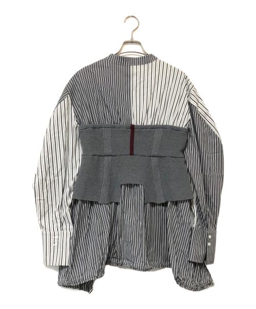 UN3D.（アンスリード）UN3D. (アンスリード) ニットビスチェドッキングシャツ グレー×ホワイト サイズ:SIZE 38の古着・服飾アイテム