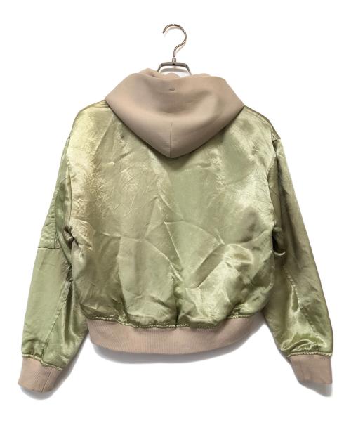 LOUNIE（ルーニー）LOUNIE (ルーニー) フード付サテンジャケット ベージュ×グリーン サイズ:SIZE 36の古着・服飾アイテム