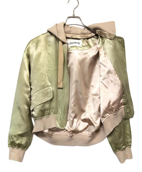 LOUNIE（ルーニー）LOUNIE (ルーニー) フード付サテンジャケット ベージュ×グリーン サイズ:SIZE 36の古着・服飾アイテム