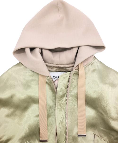 LOUNIE（ルーニー）LOUNIE (ルーニー) フード付サテンジャケット ベージュ×グリーン サイズ:SIZE 36の古着・服飾アイテム