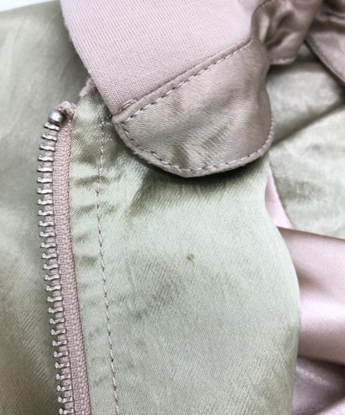 LOUNIE（ルーニー）LOUNIE (ルーニー) フード付サテンジャケット ベージュ×グリーン サイズ:SIZE 36の古着・服飾アイテム