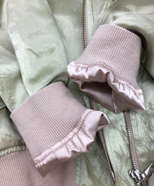 LOUNIE（ルーニー）LOUNIE (ルーニー) フード付サテンジャケット ベージュ×グリーン サイズ:SIZE 36の古着・服飾アイテム