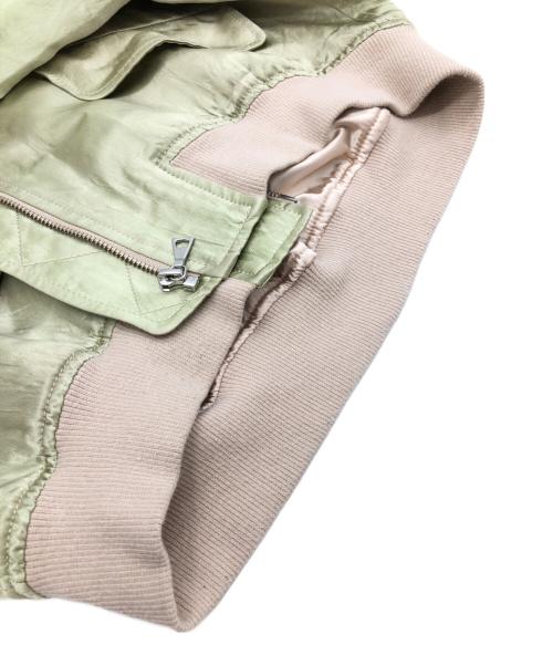 LOUNIE（ルーニー）LOUNIE (ルーニー) フード付サテンジャケット ベージュ×グリーン サイズ:SIZE 36の古着・服飾アイテム