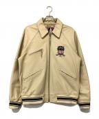 AVIREXアヴィレックス）の古着「バーシティーシグネチャーレザージャケット」｜ベージュ