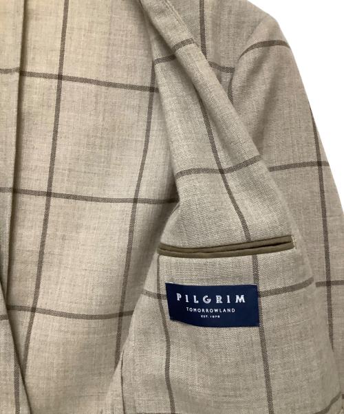 TOMORROW LAND PILGRIM（トゥモローランド ピルグリム）TOMORROW LAND PILGRIM (トゥモローランド ピルグリム) ノーカラージャケット ベージュ サイズ:46の古着・服飾アイテム