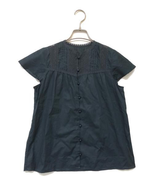 BLUE LABEL CRESTBRIDGE（ブルーレーベルクレストブリッジ）BLUE LABEL CRESTBRIDGE (ブルーレーベルクレストブリッジ) 半袖ブラウス ネイビー サイズ:SIZE 36の古着・服飾アイテム