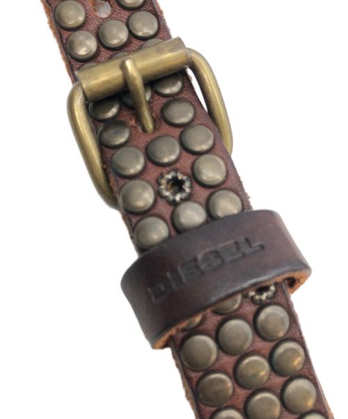 DIESEL（ディーゼル）DIESEL (ディーゼル) スタッズベルト ブラウンの古着・服飾アイテム