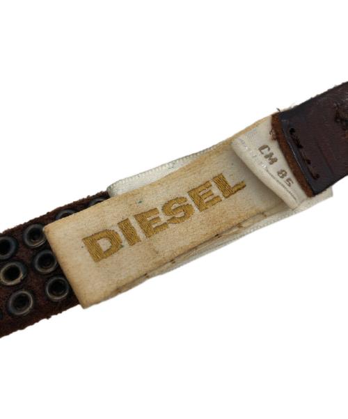 DIESEL（ディーゼル）DIESEL (ディーゼル) スタッズベルト ブラウンの古着・服飾アイテム