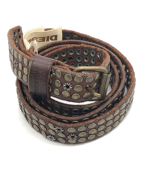 DIESEL（ディーゼル）DIESEL (ディーゼル) スタッズベルト ブラウンの古着・服飾アイテム