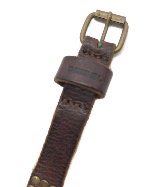 DIESEL（ディーゼル）DIESEL (ディーゼル) スタッズベルト ブラウンの古着・服飾アイテム