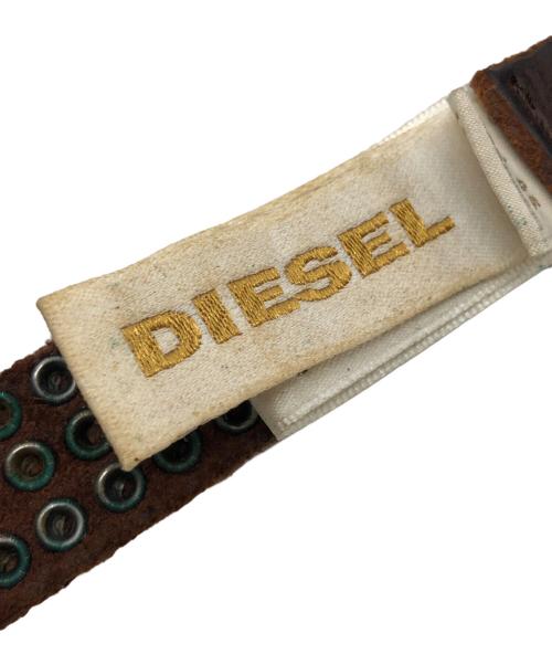 DIESEL（ディーゼル）DIESEL (ディーゼル) スタッズベルト ブラウンの古着・服飾アイテム