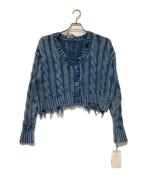 Sur Le pontd' Avignon（シュール・ル・ポン・ダヴィニョン）Sur Le pontd' Avignon (シュール・ル・ポン・ダヴィニョン) ニットカーディガン ブルー×ホワイト サイズ:SIZE 38 未使用品の古着・服飾アイテム