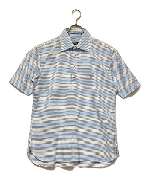 BURBERRY BLACK LABEL（バーバリーブラックレーベル）BURBERRY BLACK LABEL (バーバリーブラックレーベル) ポロシャツ ブルー×ホワイト サイズ:2の古着・服飾アイテム