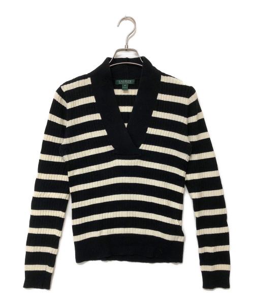 LAUREN RALPH LAUREN（ローレンラルフローレン）LAUREN RALPH LAUREN (ローレンラルフローレン) 厚手ニット ブラック×ホワイト サイズ:XSの古着・服飾アイテム