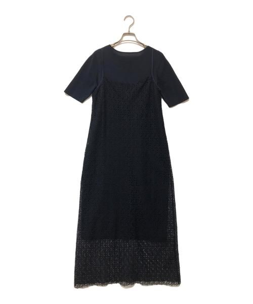 BALLSEY（ボールジィ）BALLSEY (ボールジィ) レースコンビクルーネックワンピース ネイビー サイズ:SIZE 36の古着・服飾アイテム