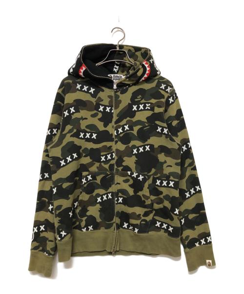 A BATHING APE（ア ベイシング エイプ）A BATHING APE (ア ベイシング エイプ) GOD SELECTION XXX (ゴッドセレクショントリプルエックス) ジップパーカー グリーン サイズ:SIZE Mの古着・服飾アイテム