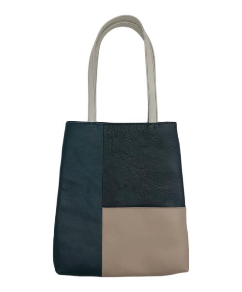 MOTHERHOUSE（マザーハウス）MOTHERHOUSE (マザーハウス) リンネブロックトートバッグ グリーン×ベージュの古着・服飾アイテム