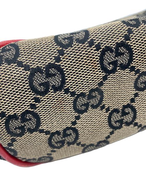 GUCCI（グッチ）GUCCI (グッチ) GGキャンバス　アクセサリーポーチ ベージュ×レッドの古着・服飾アイテム